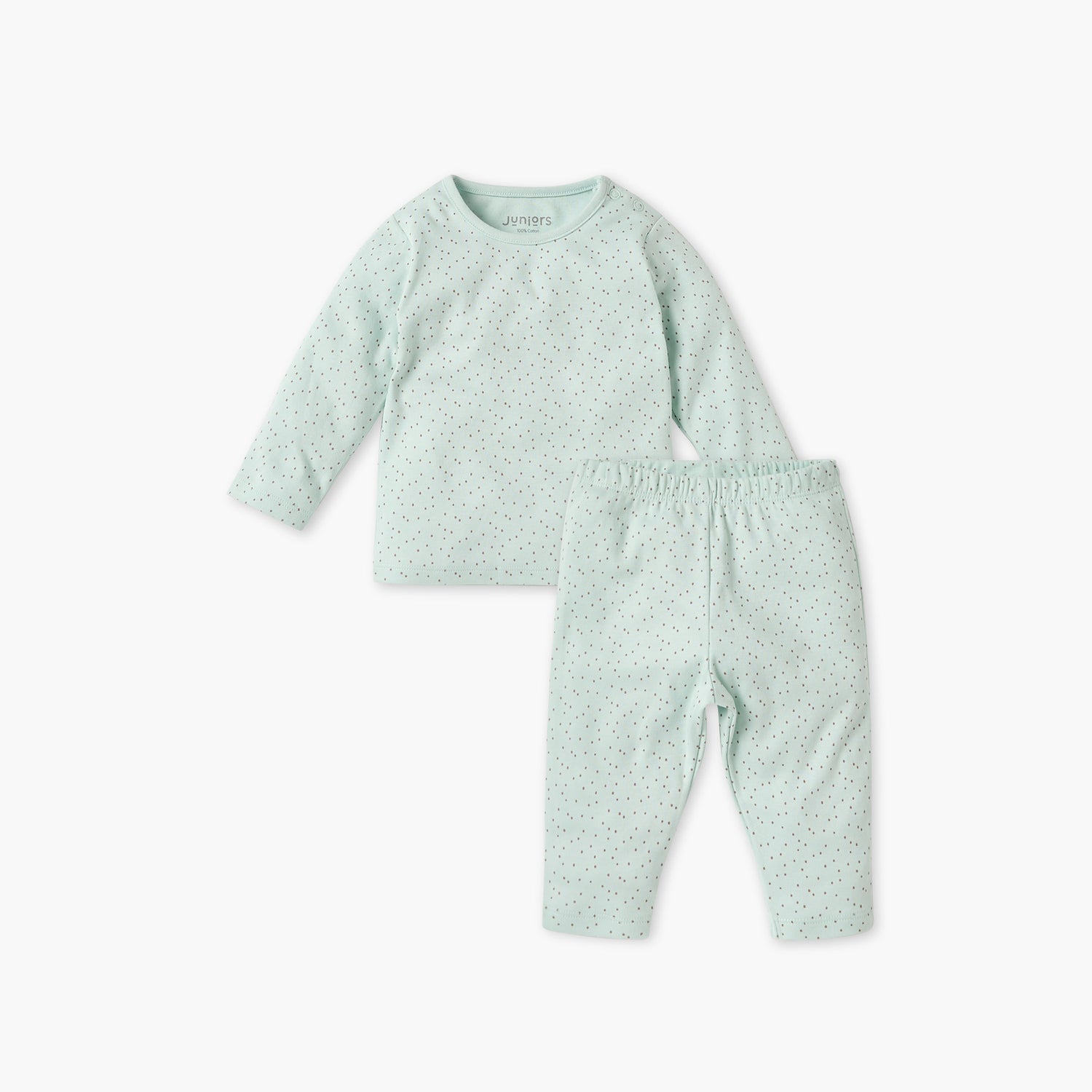 Juniors Polka Dot Print T-shirt and Pyjama Set - Blue / 12-18 mths