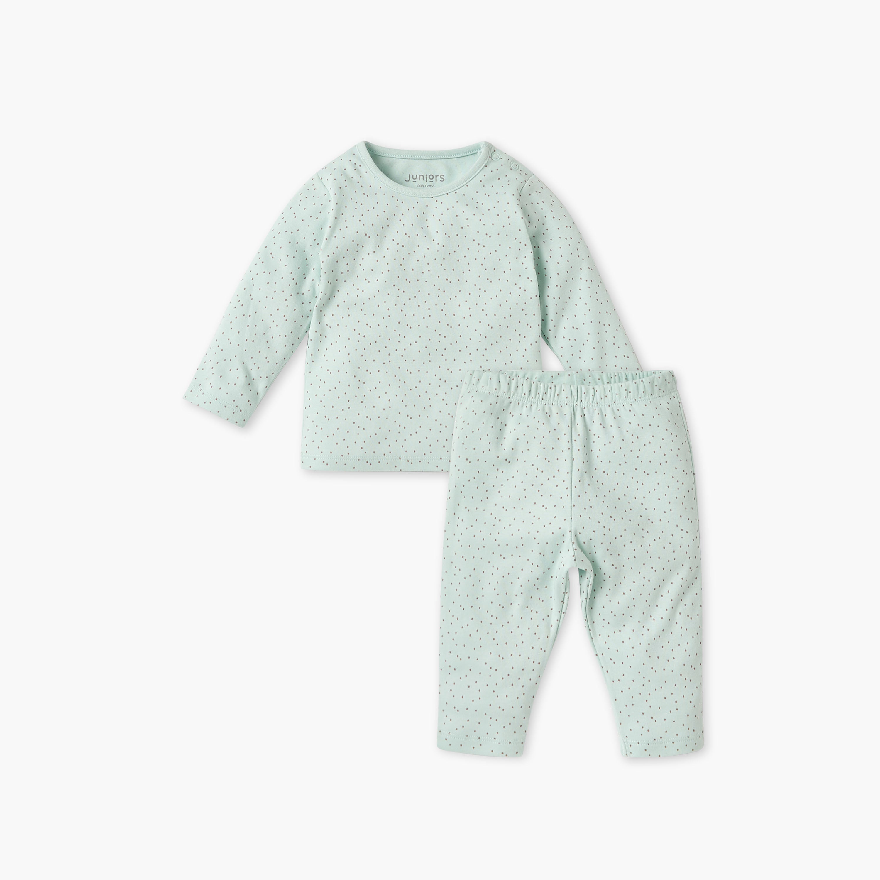 Juniors Polka Dot Print T-shirt and Pyjama Set - Blue / 12-18 mths