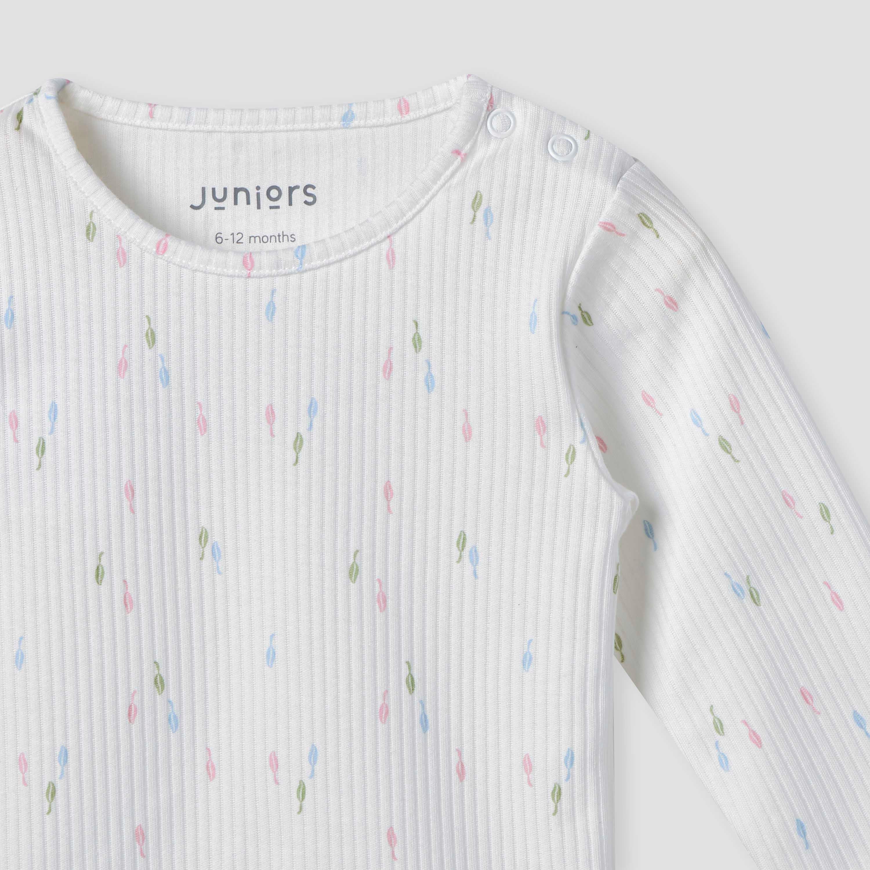 Juniors Printed T-shirt and Pyjama Set- Cotton - Long Sleeves- Round Neck