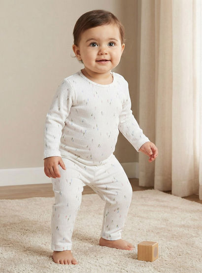 Juniors Printed T-shirt and Pyjama Set- Cotton - Long Sleeves- Round Neck-baby-girls-clothing-nightwear-pyjamasets-image-1