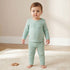 Juniors Striped Long Sleeves T-shirt and Pyjama Set - Green / 18-24 mths