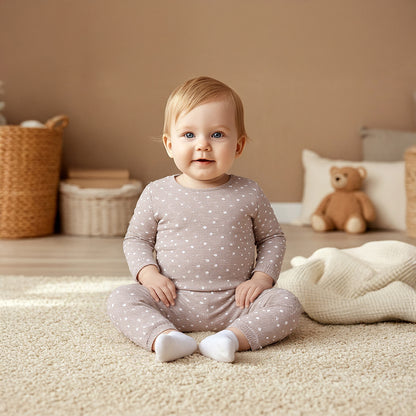 Juniors All-Over Polka Dot Print T-shirt and Pyjama Set