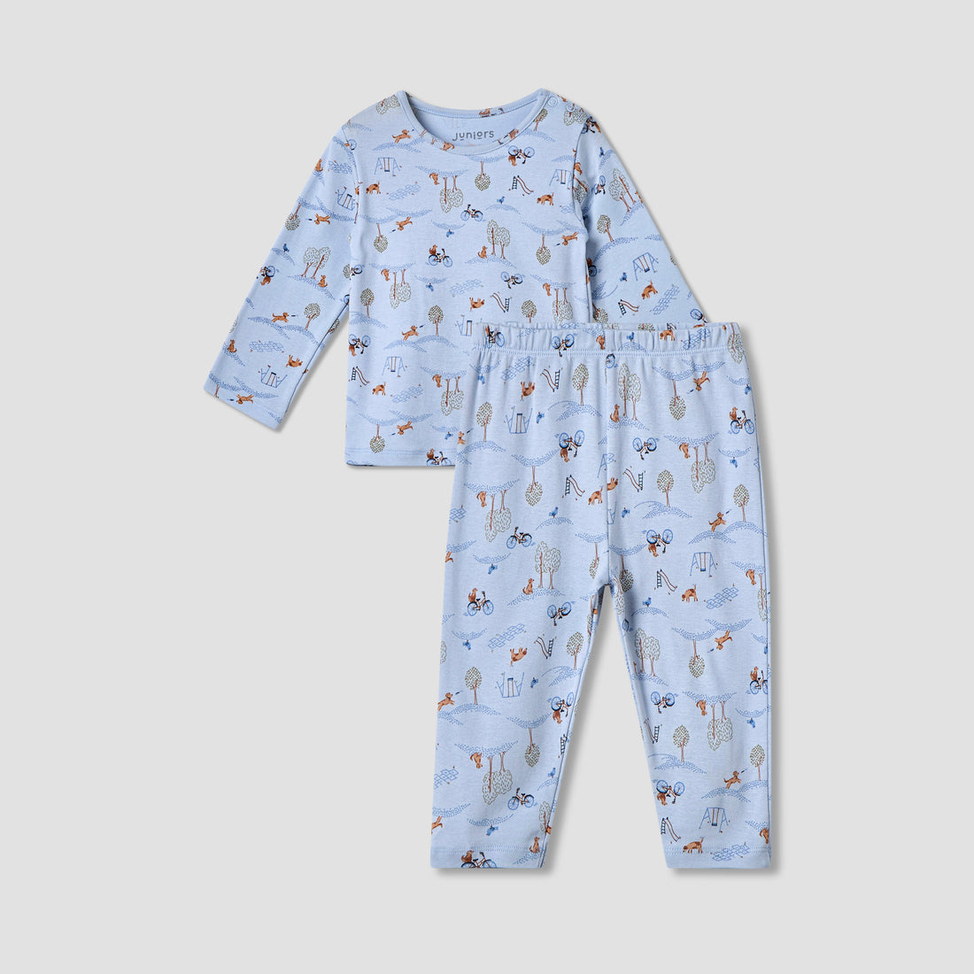 Juniors All-Over Print T-shirt and Pyjama Set - Blue / 12-18 mths