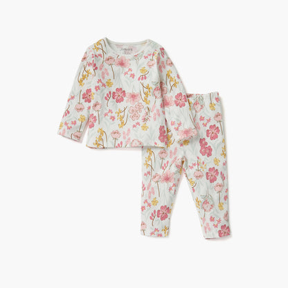 Juniors Cotton Round Neck Long Sleeves Pyjama Set with Floral Print