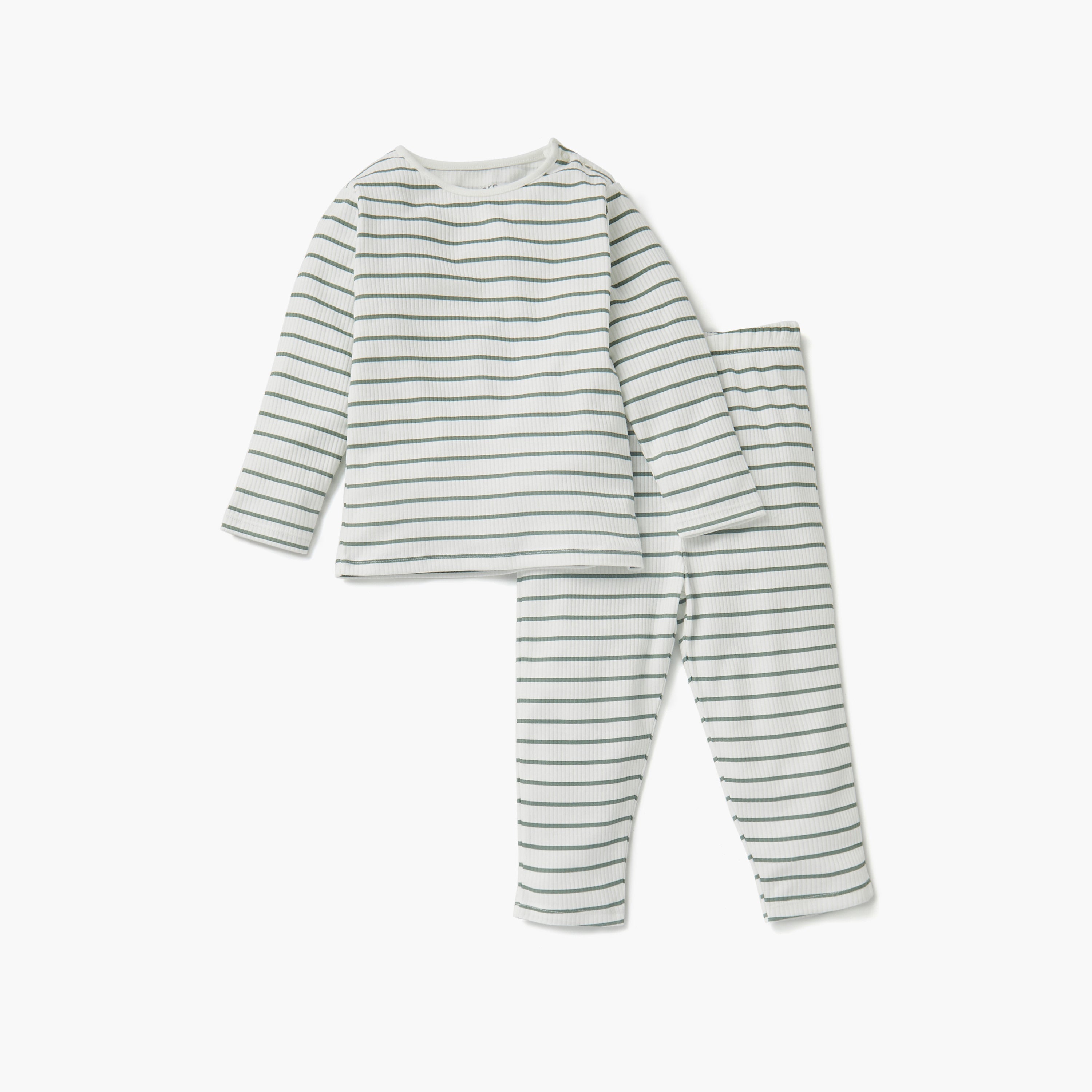 Juniors Striped T-shirt and Pyjama Set - Multicolour / 12-18 mths