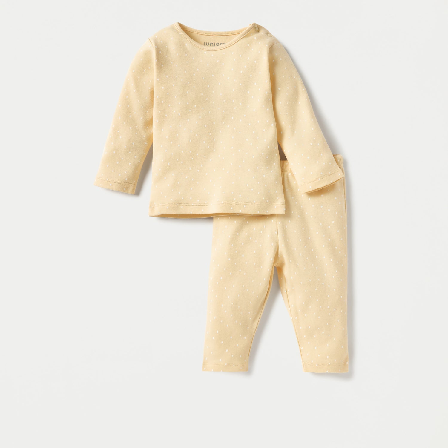 Juniors Polka Dot Print T-shirt and Pyjama Set - Yellow / 12-18 mths