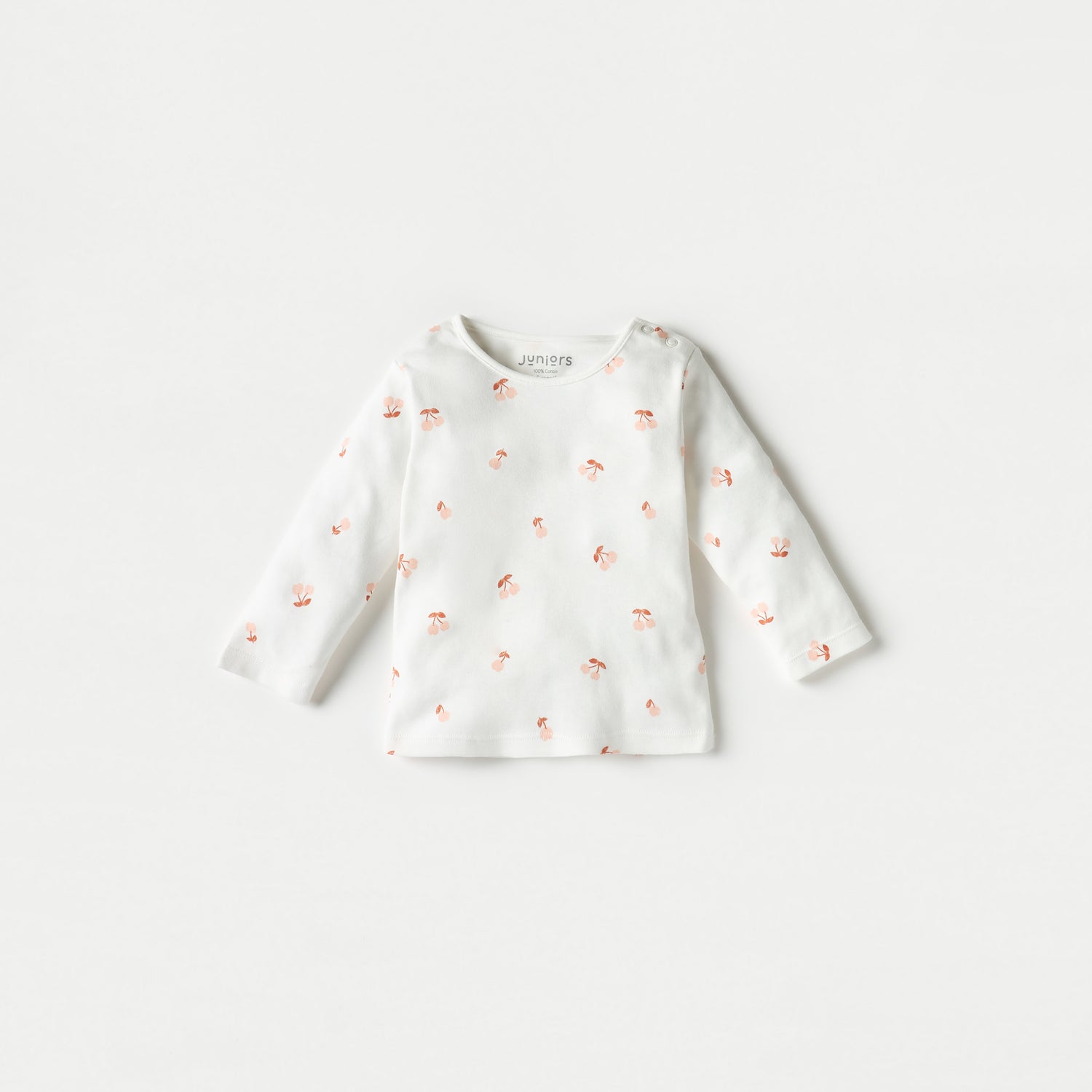 Juniors All-Over Cherry Print Long Sleeves T-shirt and Elasticated Pyjama Set