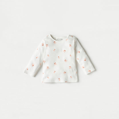 Juniors All-Over Cherry Print Long Sleeves T-shirt and Elasticated Pyjama Set