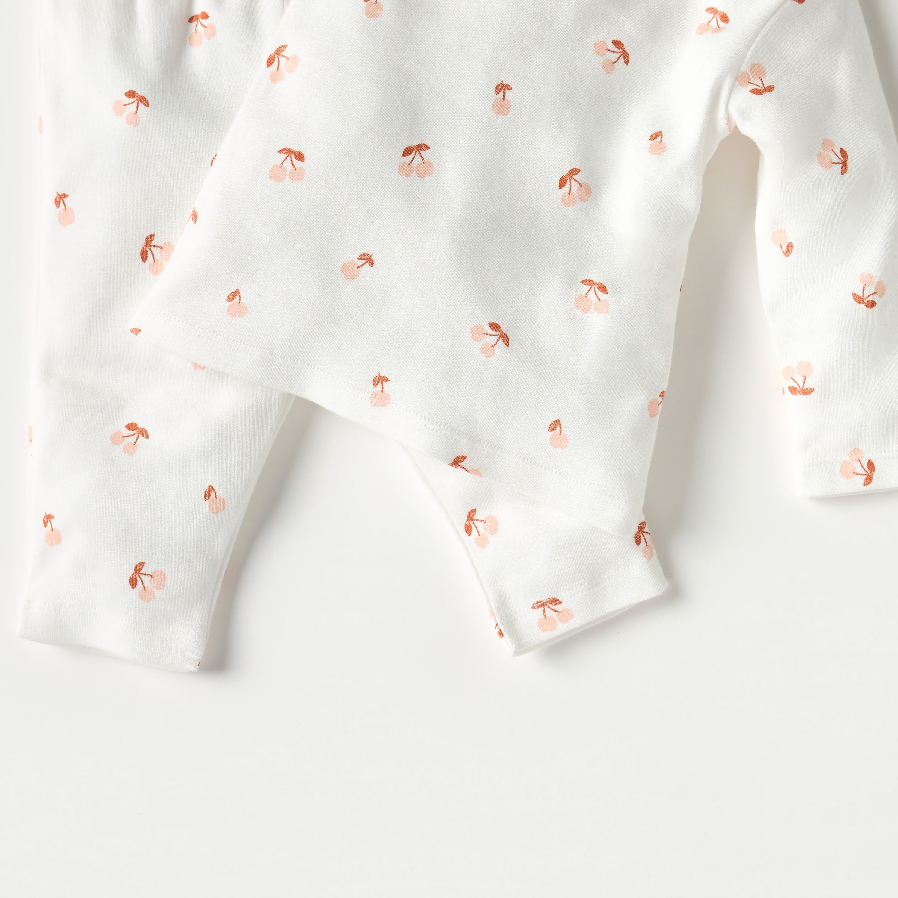 Juniors All-Over Cherry Print Long Sleeves T-shirt and Elasticated Pyjama Set