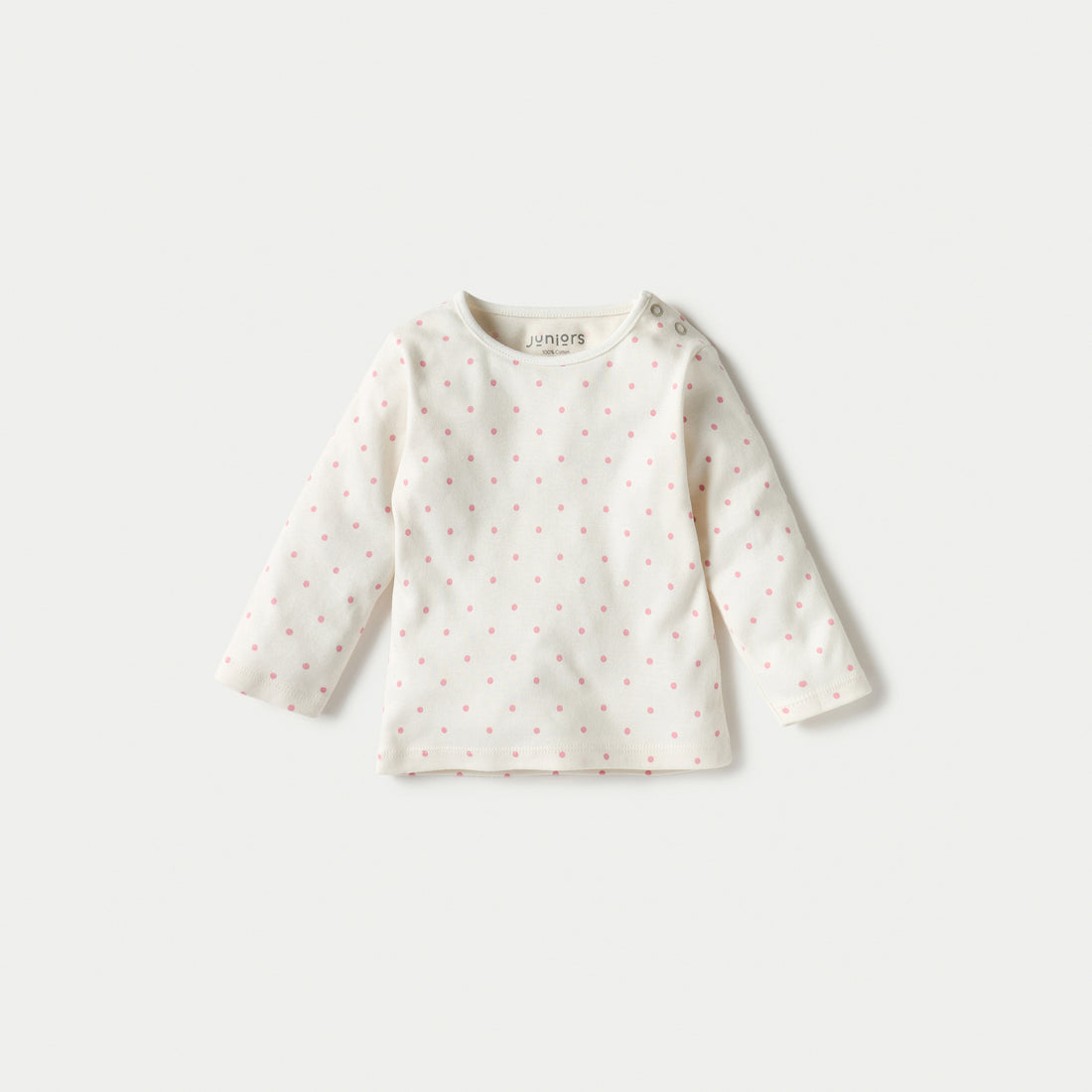 Juniors All-Over Polka Dot Print Long Sleeves T-shirt and Pyjama Set