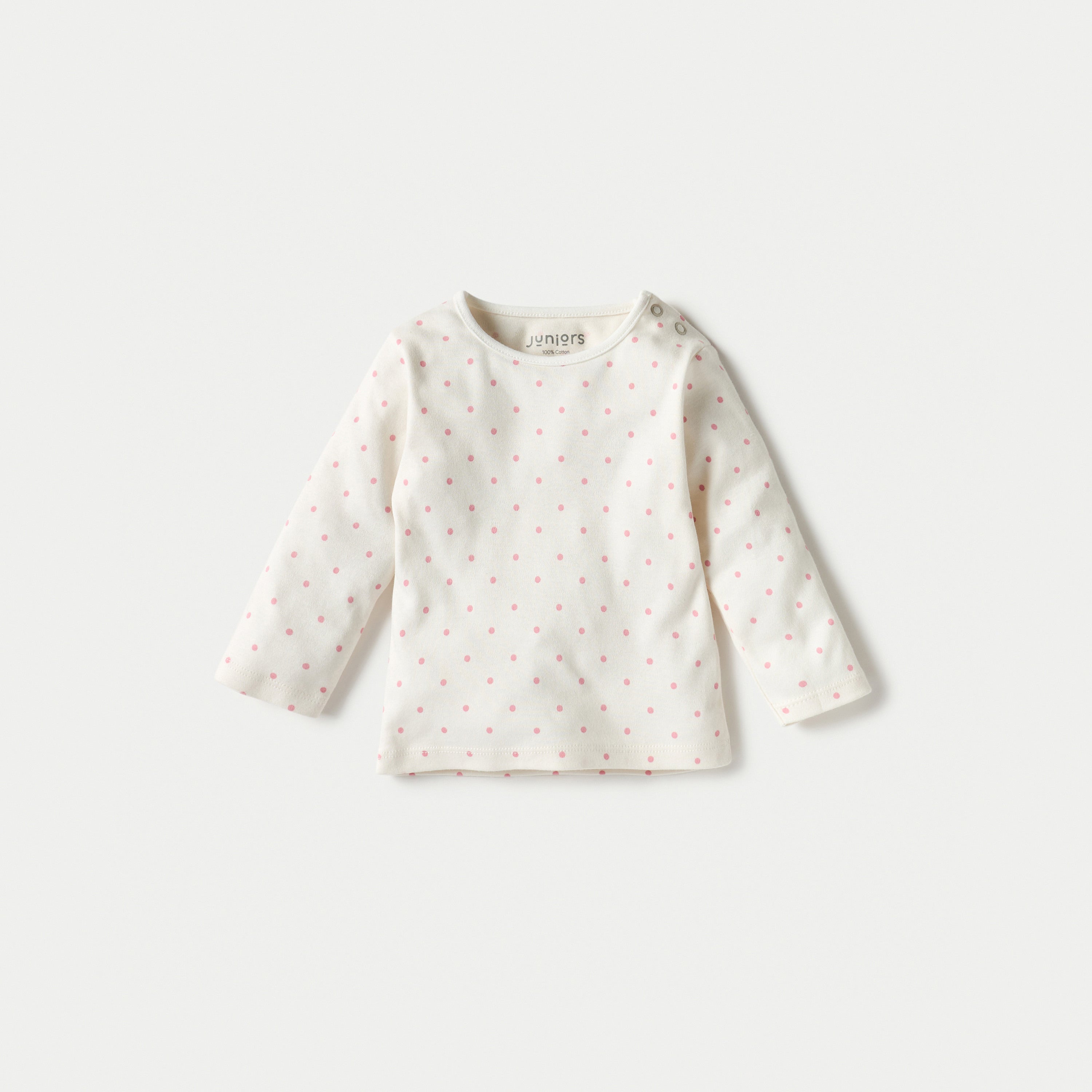 Juniors All-Over Polka Dot Print Long Sleeves T-shirt and Pyjama Set