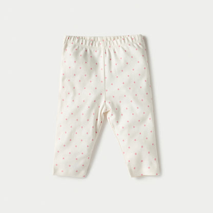 Juniors All-Over Polka Dot Print Long Sleeves T-shirt and Pyjama Set