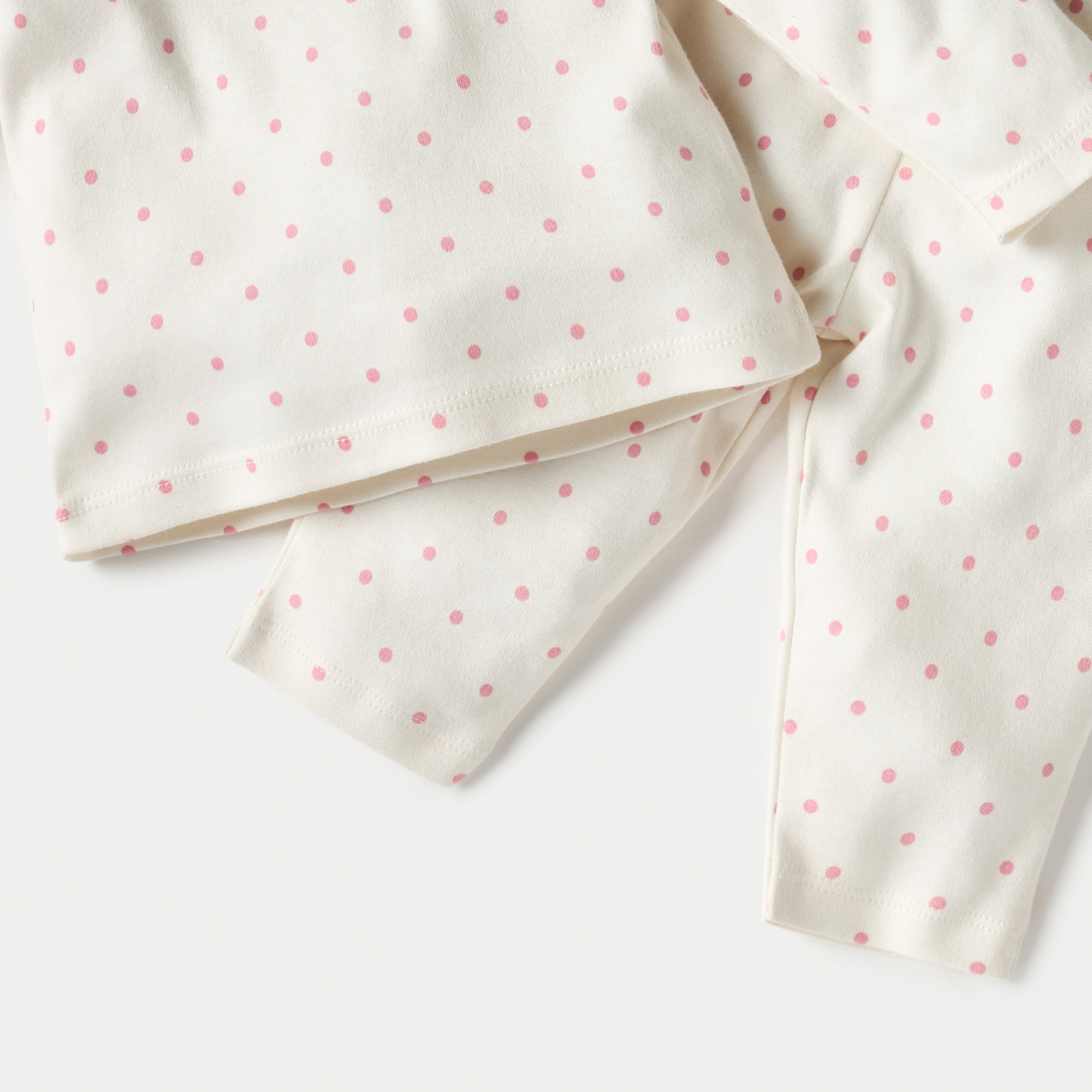 Juniors All-Over Polka Dot Print Long Sleeves T-shirt and Pyjama Set