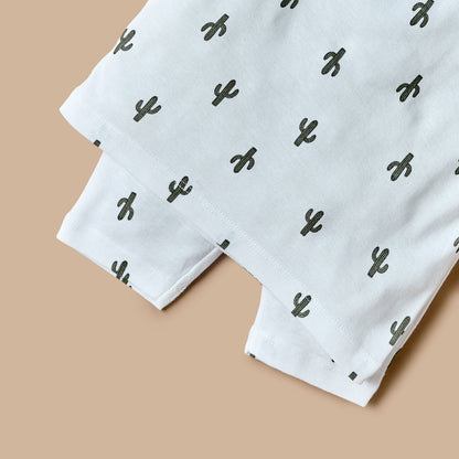 Juniors All-Over Cactus Print Long Sleeves T-shirt and Elasticated Pyjama Set