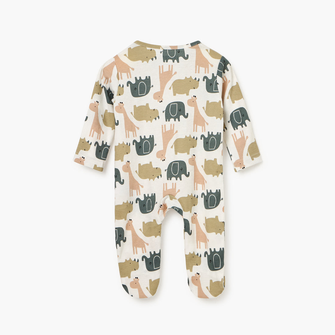 Juniors Animal Print Sleepsuit with Long Sleeves and Zip Closure