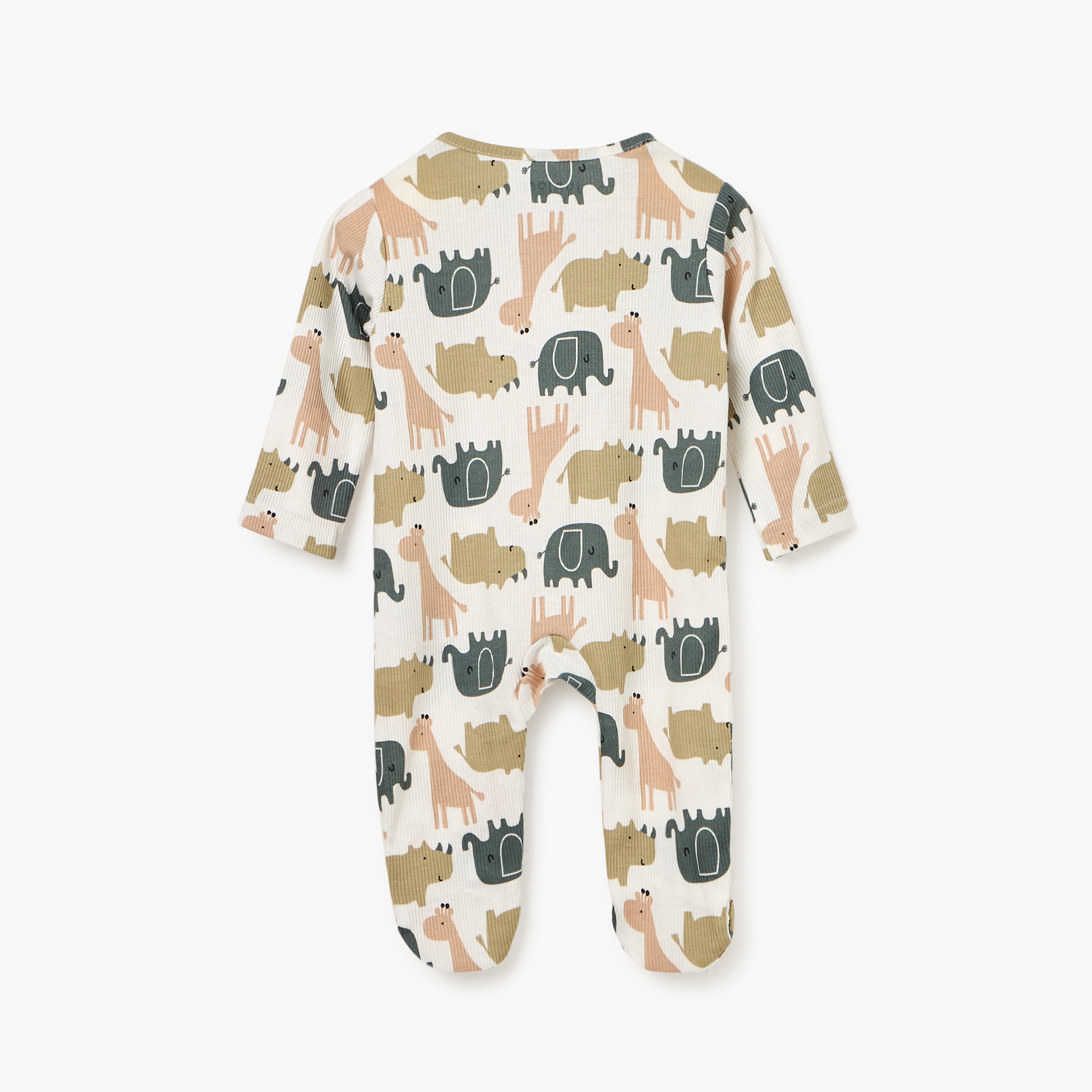 Juniors Animal Print Sleepsuit with Long Sleeves and Zip Closure
