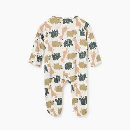 Juniors Animal Print Sleepsuit with Long Sleeves and Zip Closure