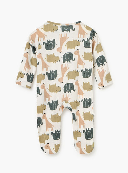 Juniors Animal Print Sleepsuit with Long Sleeves and Zip Closure-baby-boys-clothing-nightwear-sleepsuits-image-2