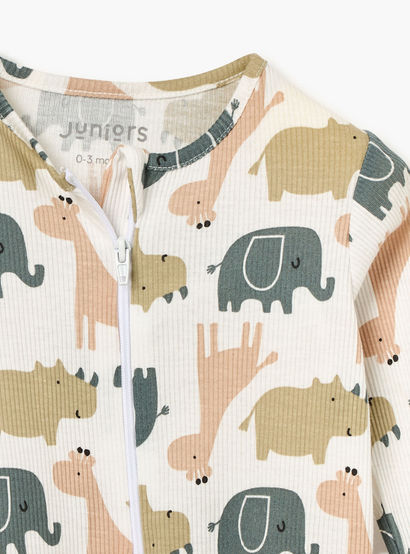 Juniors Animal Print Sleepsuit with Long Sleeves and Zip Closure-baby-boys-clothing-nightwear-sleepsuits-image-3