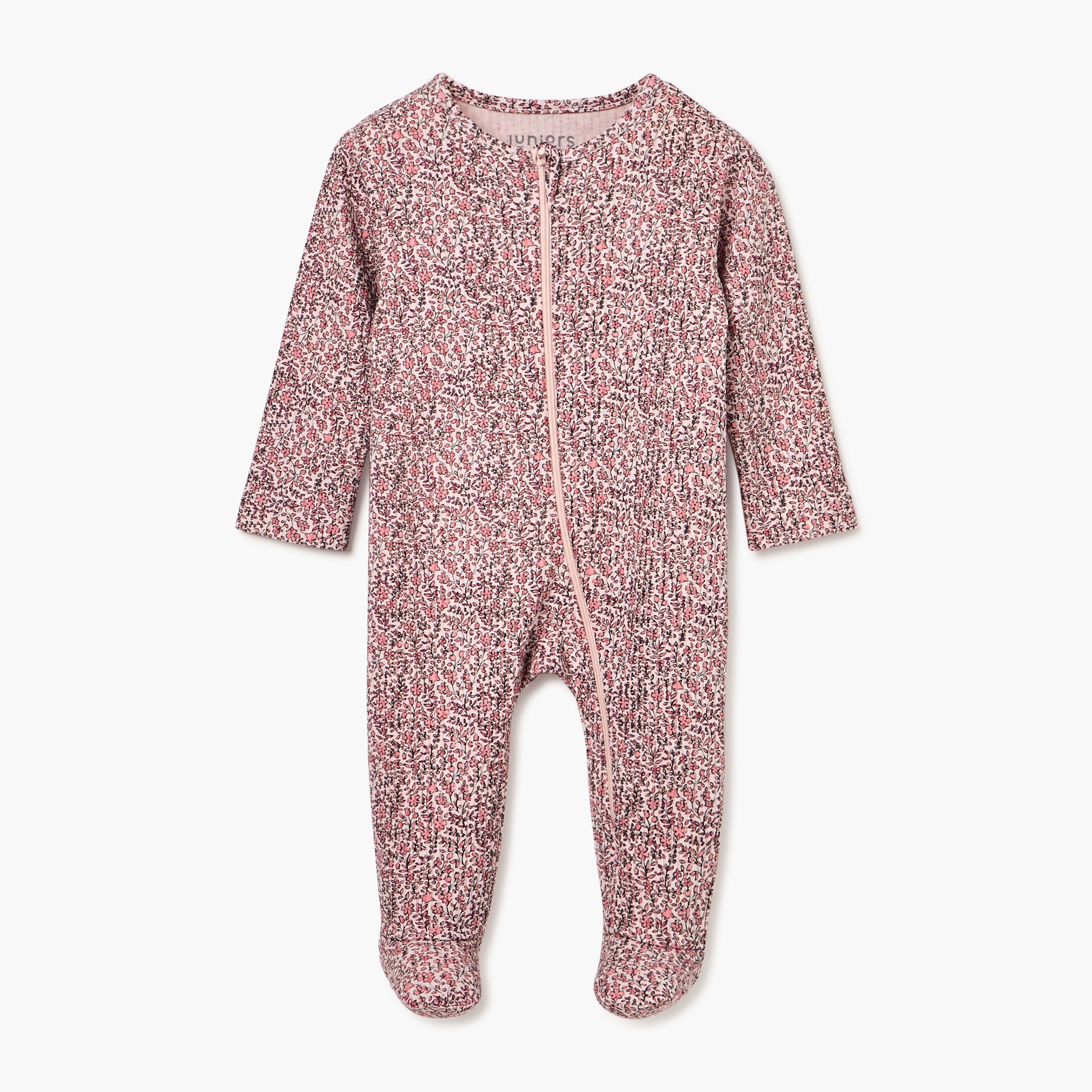 Juniors Dinosaur Print Sleepsuit with Long Sleeves and Zip Closure - Cream / 12-18 mths
