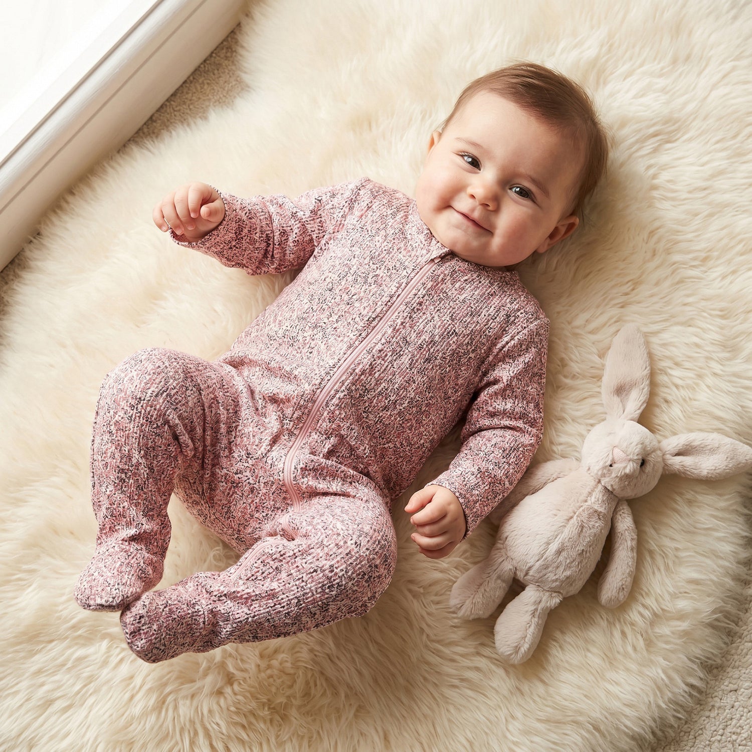 Juniors Dinosaur Print Sleepsuit with Long Sleeves and Zip Closure - Cream / 12-18 mths