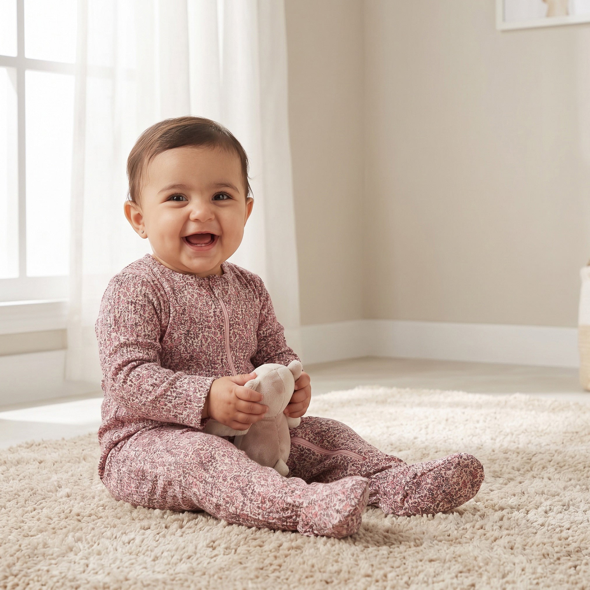 Juniors Dinosaur Print Sleepsuit with Long Sleeves and Zip Closure