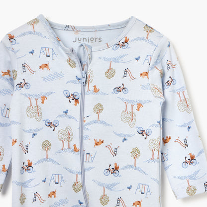 Juniors Printed Sleepsuit with Long Sleeves and Zip Closure