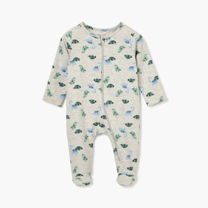 Juniors Floral Print Sleepsuit with Long Sleeves and Zip Closure