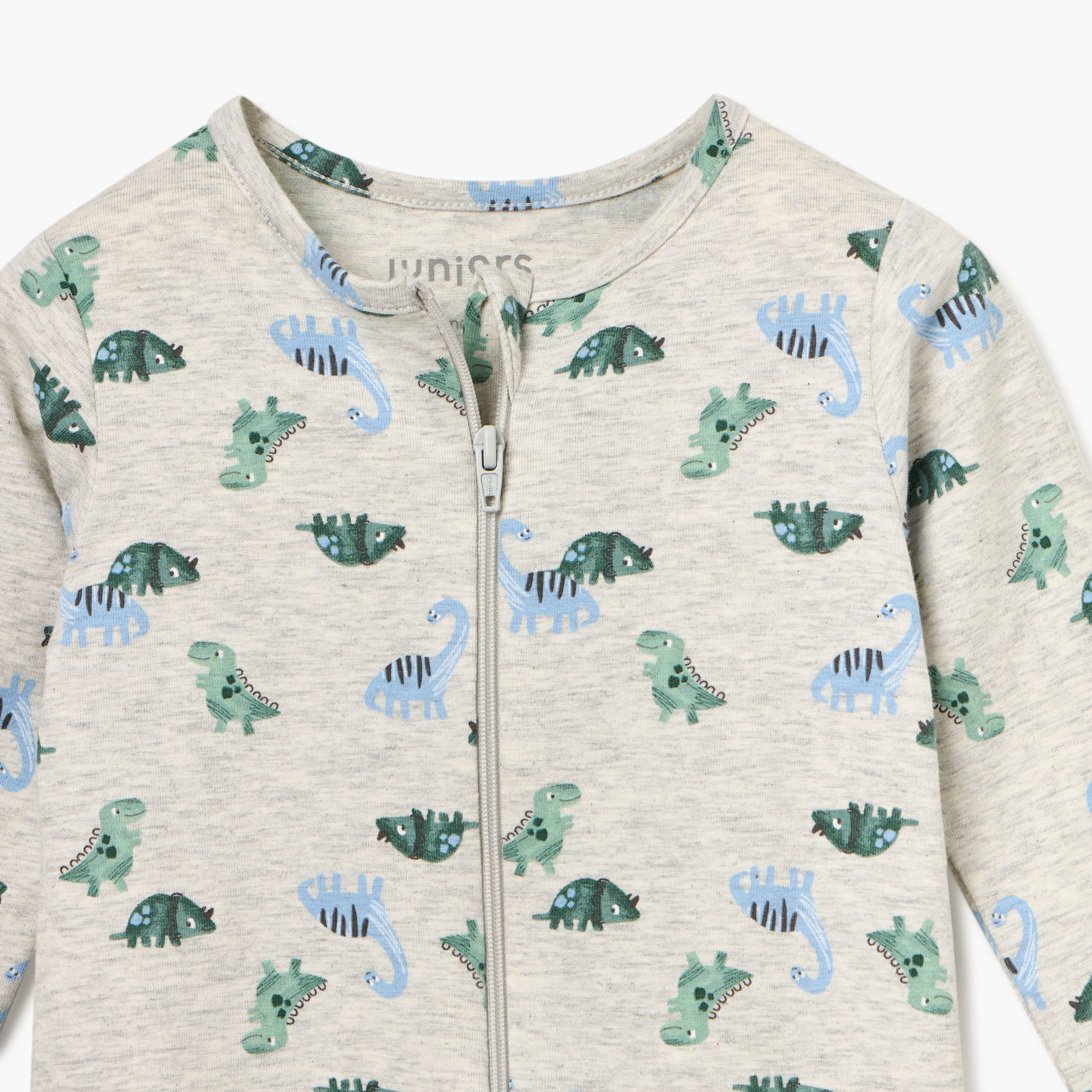 Juniors Floral Print Sleepsuit with Long Sleeves and Zip Closure