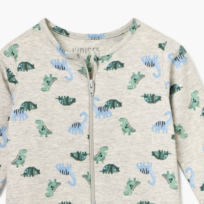 Juniors Floral Print Sleepsuit with Long Sleeves and Zip Closure
