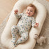Juniors Floral Print Sleepsuit with Long Sleeves and Zip Closure - Pink / 12-18 mths
