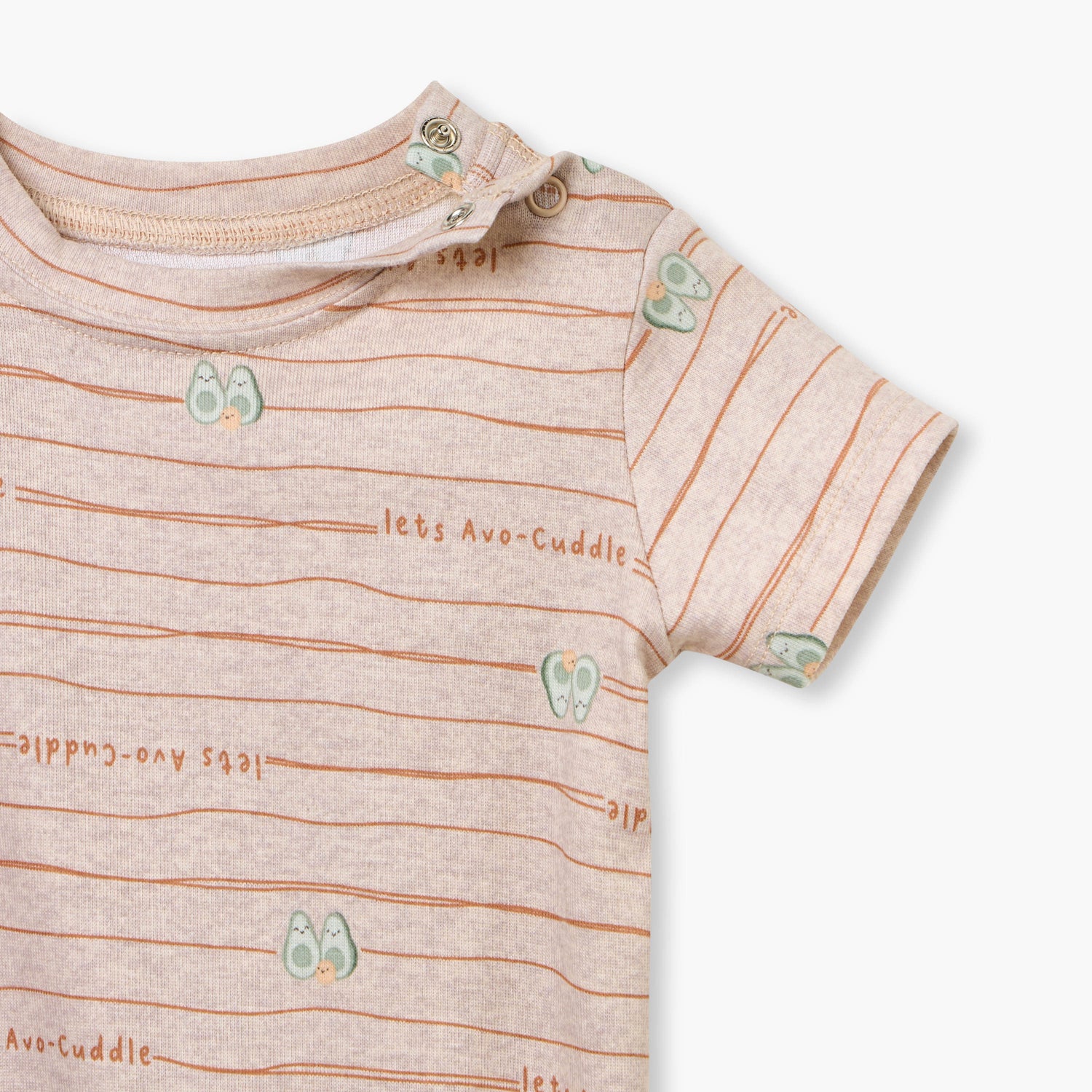 Juniors Avocado Print Romper with Short Sleeves and Button Closure
