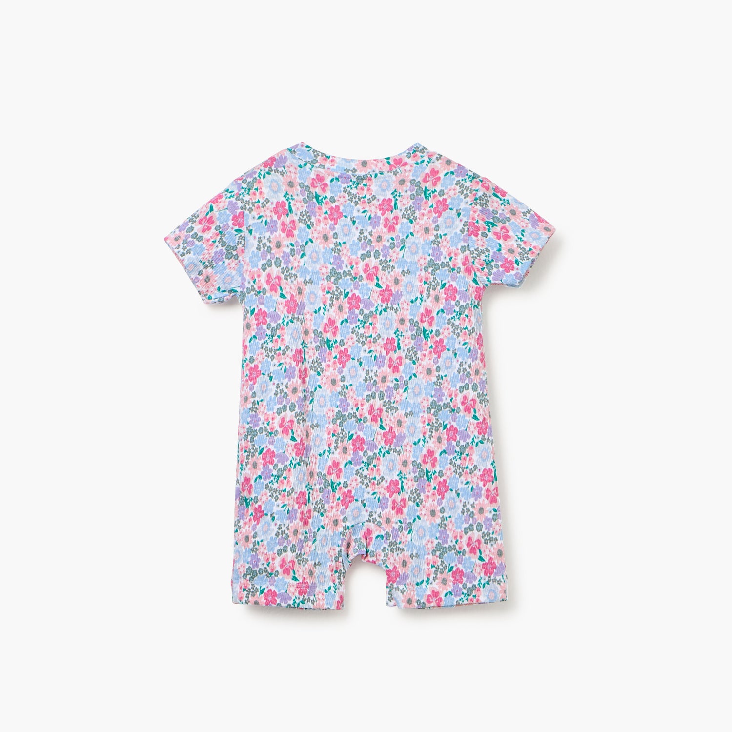 Juniors Floral Print Romper with Short Sleeves and Button Closure