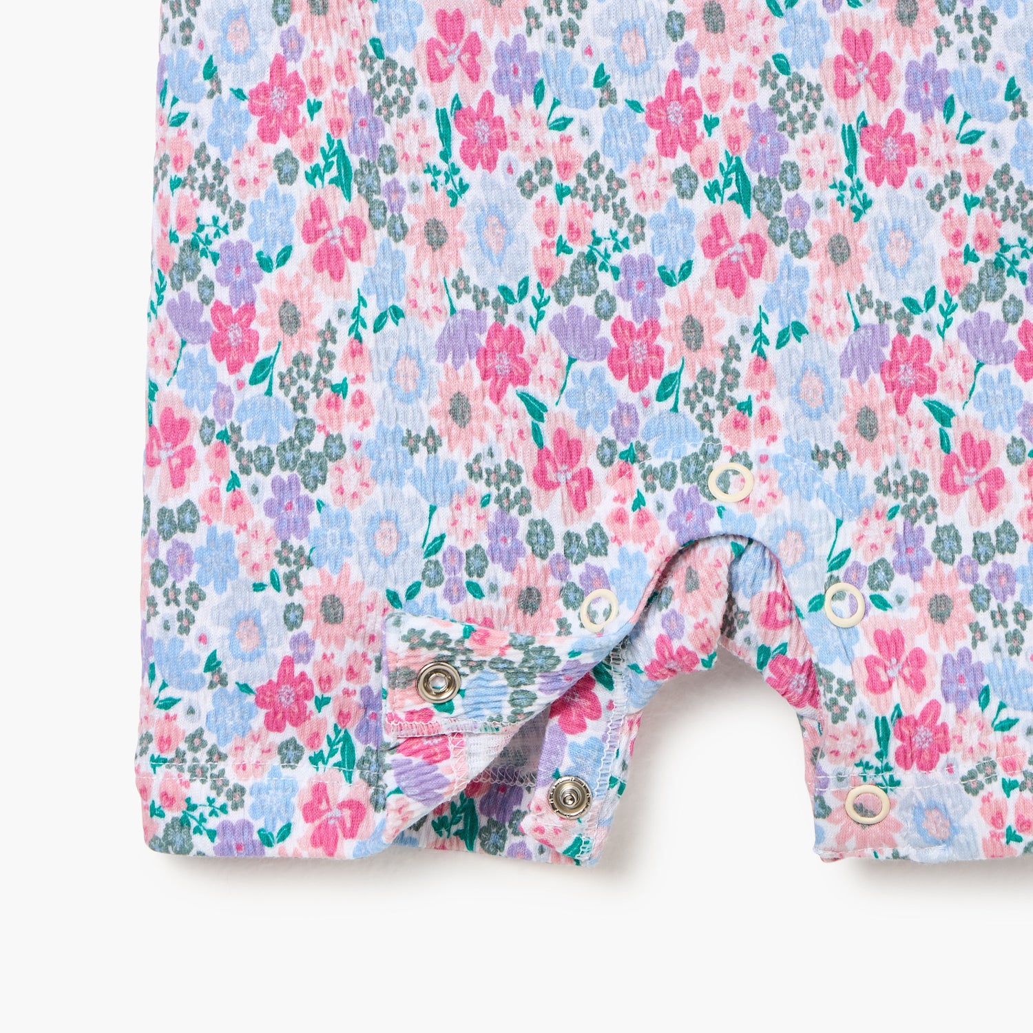 Juniors Floral Print Romper with Short Sleeves and Button Closure