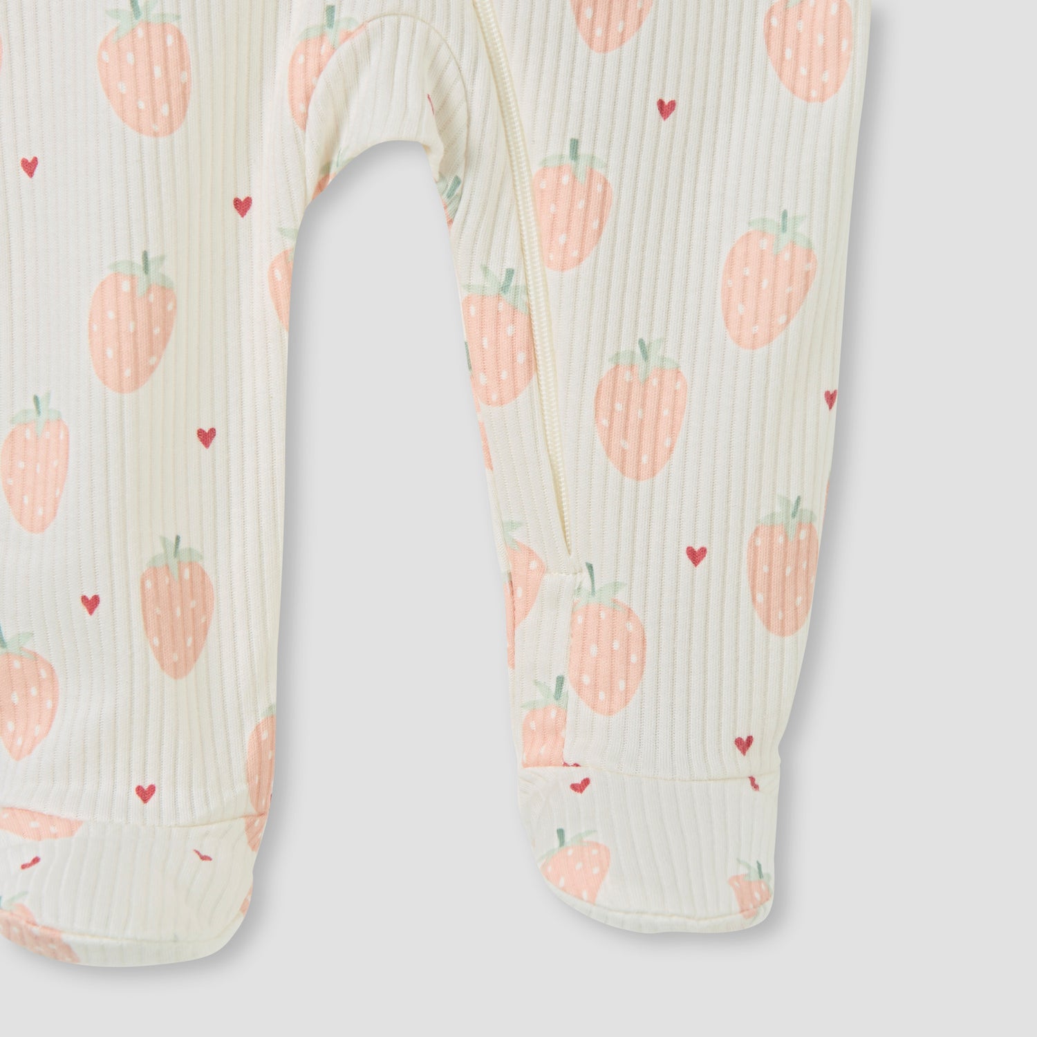 Juniors Strawberry Print Closed Feet Sleepsuit with Long Sleeves