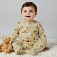 Juniors Cotton Round Neck Long Sleeves Sleepsuit with Dinosaur Print-undefined-image-1