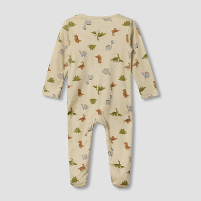 Juniors Cotton Round Neck Long Sleeves Sleepsuit with Dinosaur Print