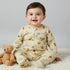 Juniors Cotton Round Neck Long Sleeves Sleepsuit with Dinosaur Print - Beige / 12-18 mths
