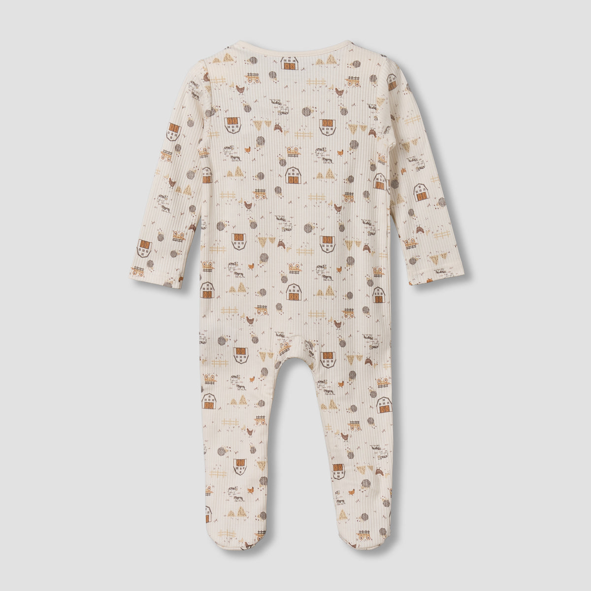 Juniors Cotton Round Neck Long Sleeves Sleepsuit with Farm Print