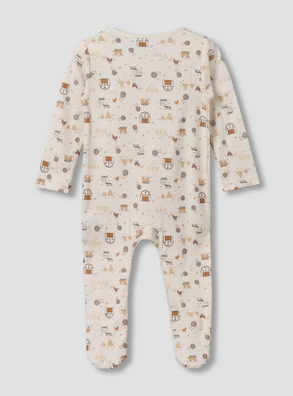 Juniors Cotton Round Neck Long Sleeves Sleepsuit with Farm Print-promo_babyshop_Buy3for69_UAE130126-image-3