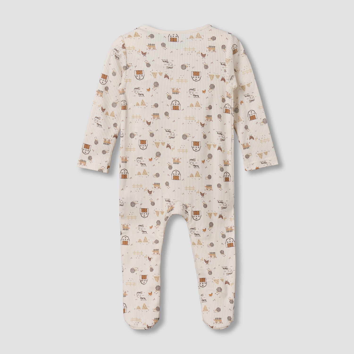 Juniors Cotton Round Neck Long Sleeves Sleepsuit with Farm Print