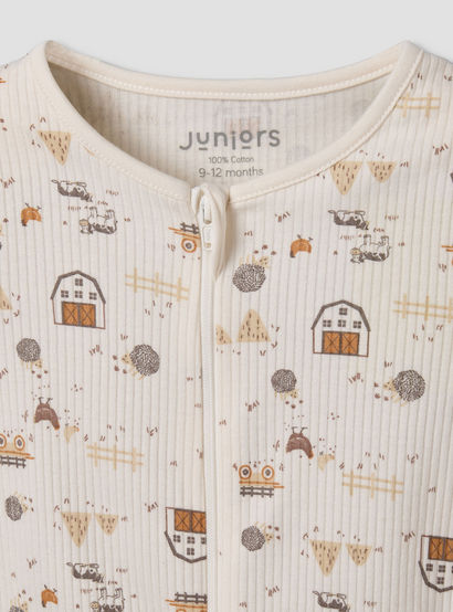 Juniors Cotton Round Neck Long Sleeves Sleepsuit with Farm Print-promo_babyshop_Buy3for69_UAE130126-image-4