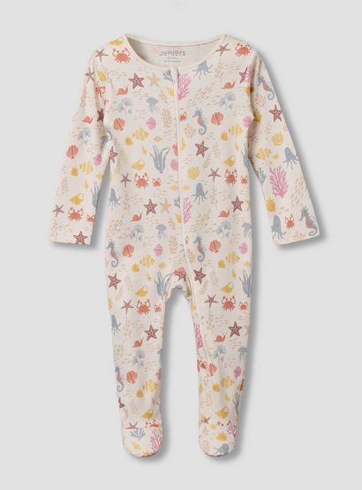 Juniors Cotton Round Neck Long Sleeves Sleepsuit with Underwater Print-baby-girls-clothing-nightwear-sleepsuits-image-1