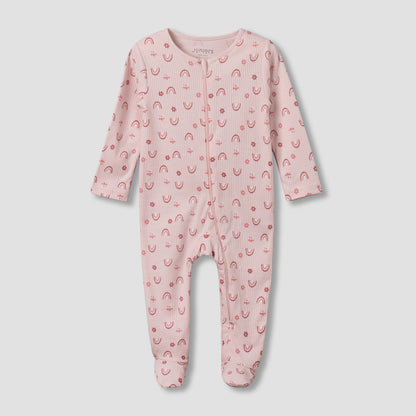 Juniors Cotton Round Neck Long Sleeves Sleepsuit with Fun Print - Pink / 12-18 mths