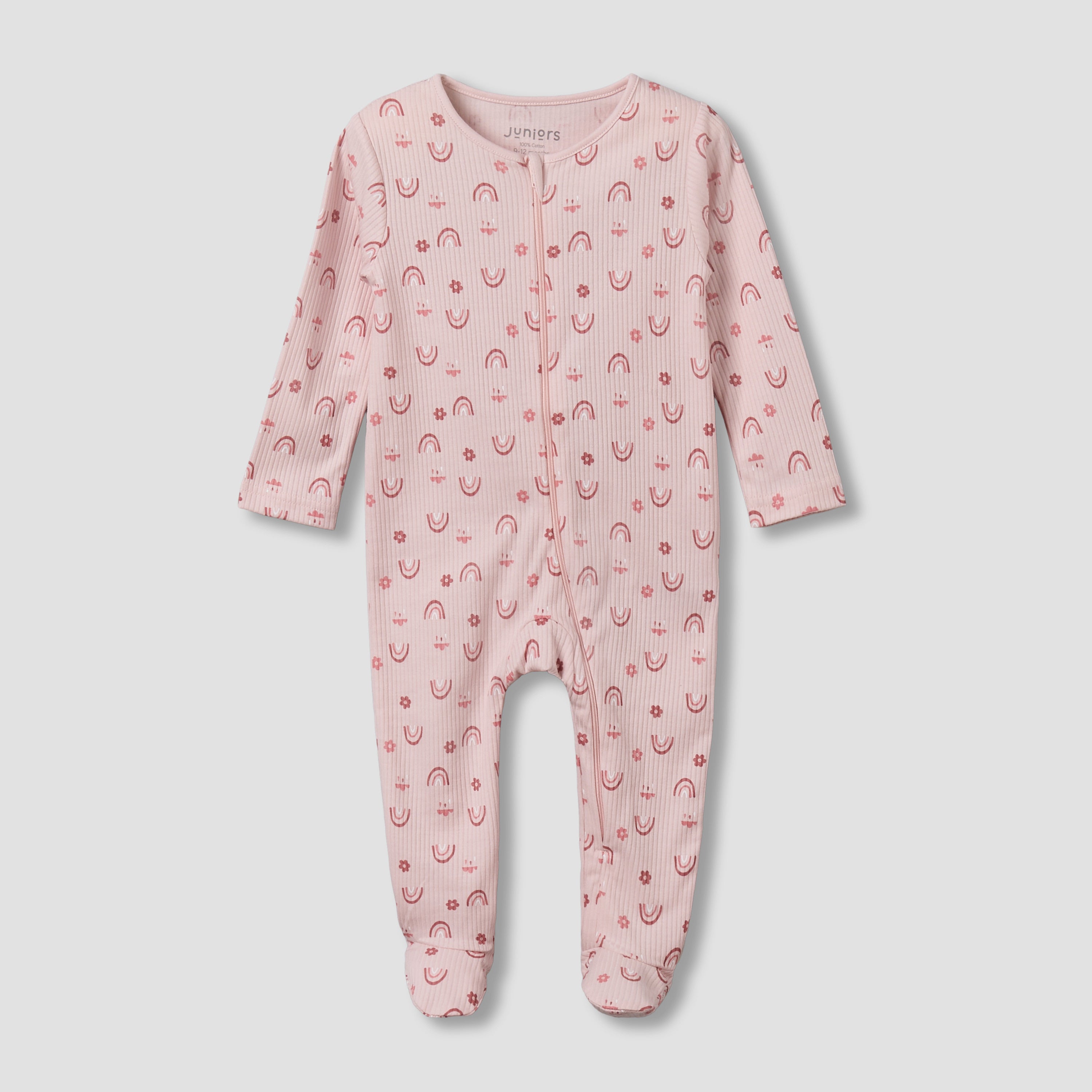 Juniors Cotton Round Neck Long Sleeves Sleepsuit with Fun Print