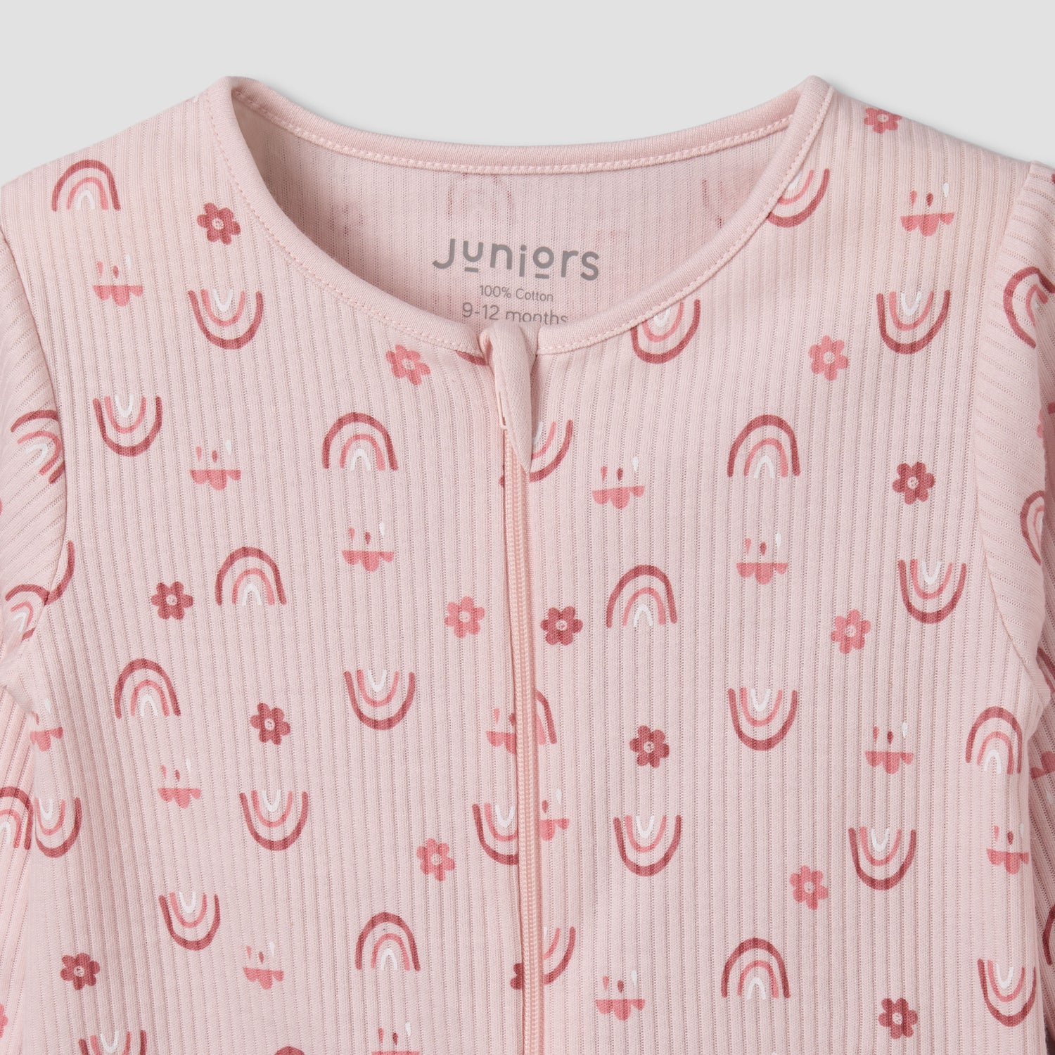 Juniors Cotton Round Neck Long Sleeves Sleepsuit with Fun Print