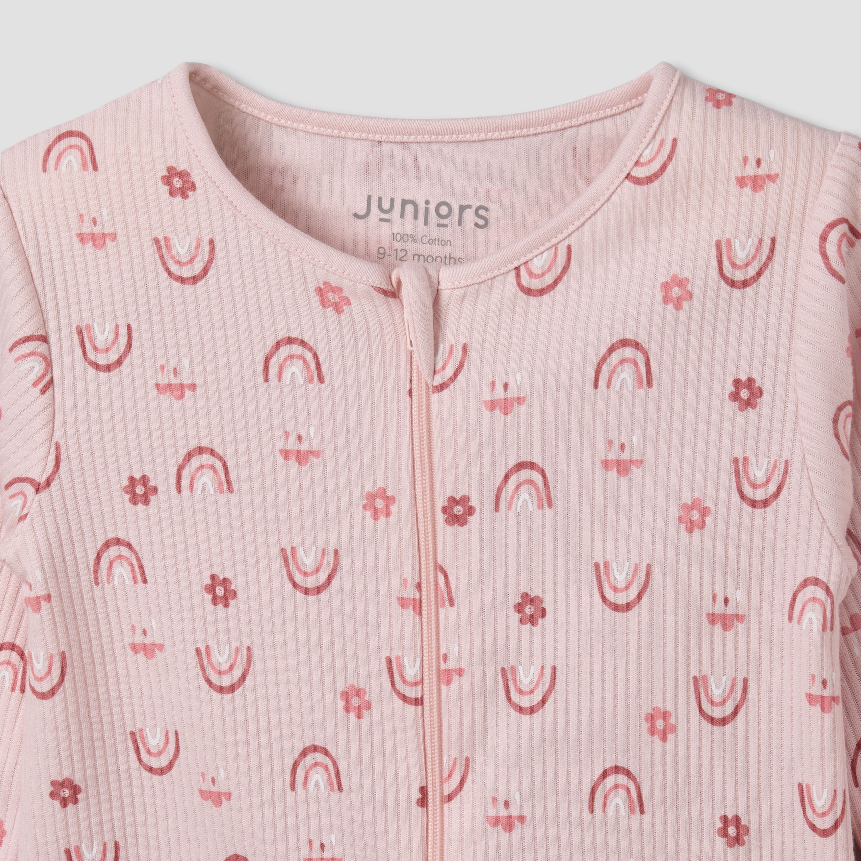 Juniors Cotton Round Neck Long Sleeves Sleepsuit with Fun Print