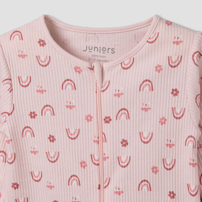 Juniors Cotton Round Neck Long Sleeves Sleepsuit with Fun Print