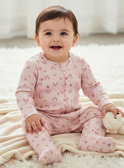 Juniors Cotton Round Neck Long Sleeves Sleepsuit with Fun Print-baby-girls-clothing-nightwear-sleepsuits-image-1