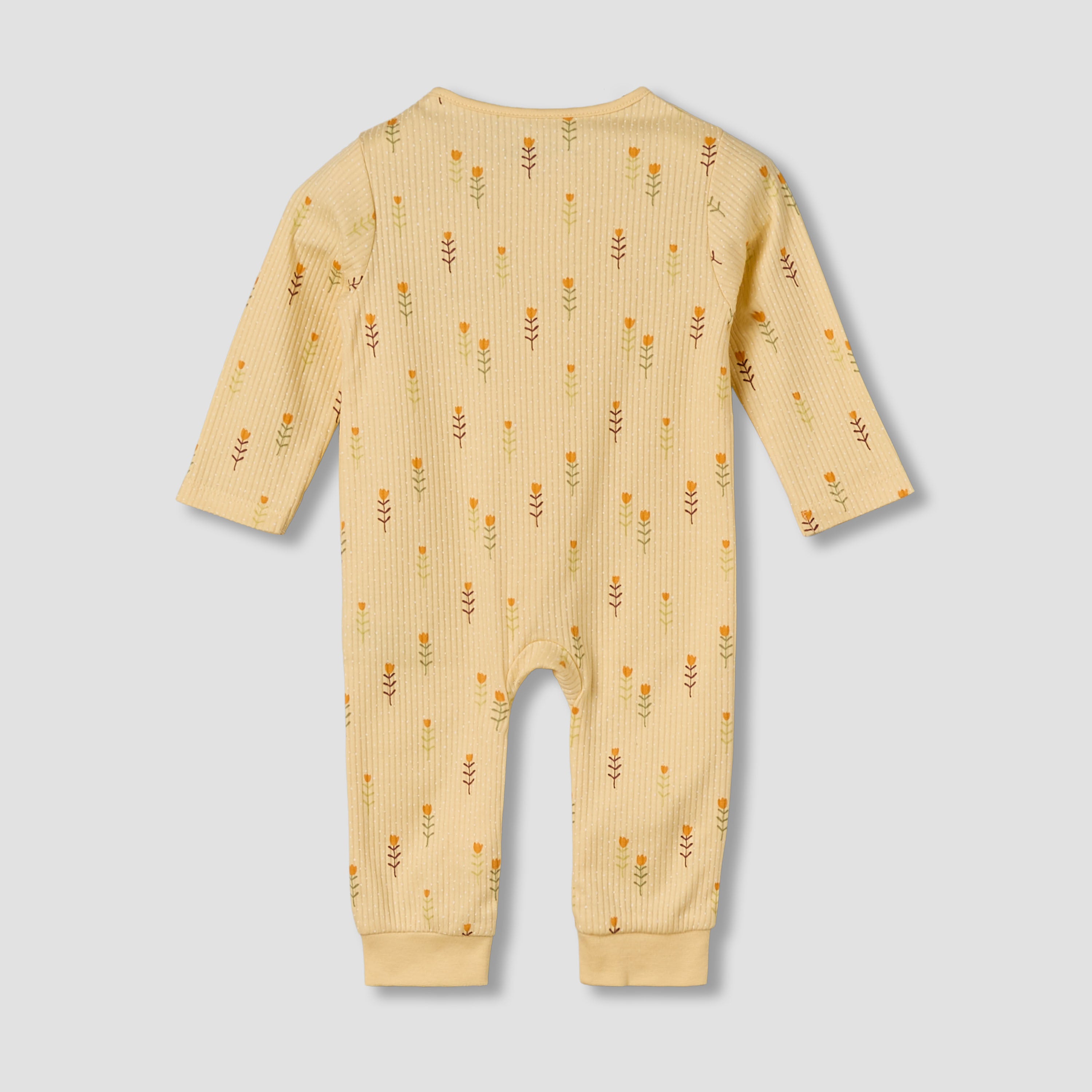 Juniors Cotton Round Neck Long Sleeves Sleepsuit with Floral Print
